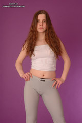 Long haired teen shows her hot camel toe